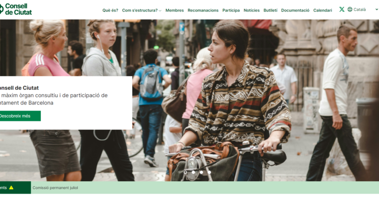 Pàgina principal del nou disseny del lloc web del Consell de Ciutat.